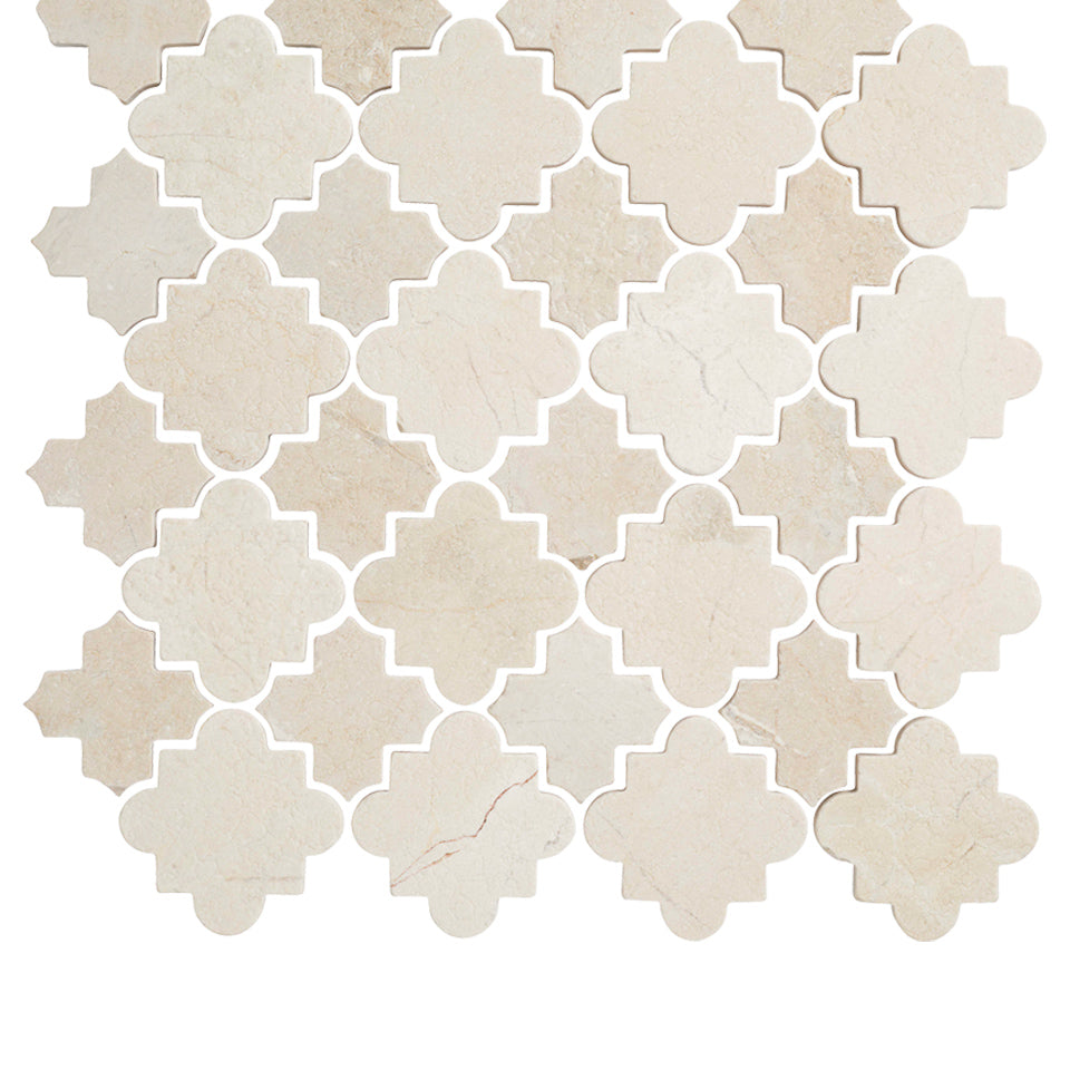 Arabesque Crema Marfil Tumbled Stone Mosaic