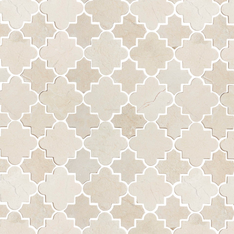 Arabesque Crema Marfil Tumbled Stone Mosaic