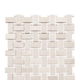 Botticino and Thassos Basketweave Stone Mosaic