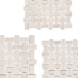 Botticino and Thassos Basketweave Stone Mosaic