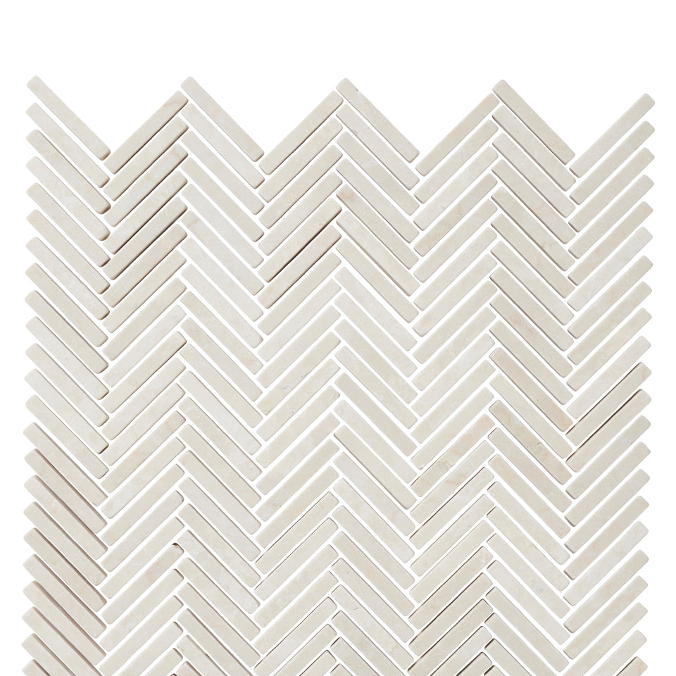 Botticino Tumbled Tweed Herringbone Stone Mosaic