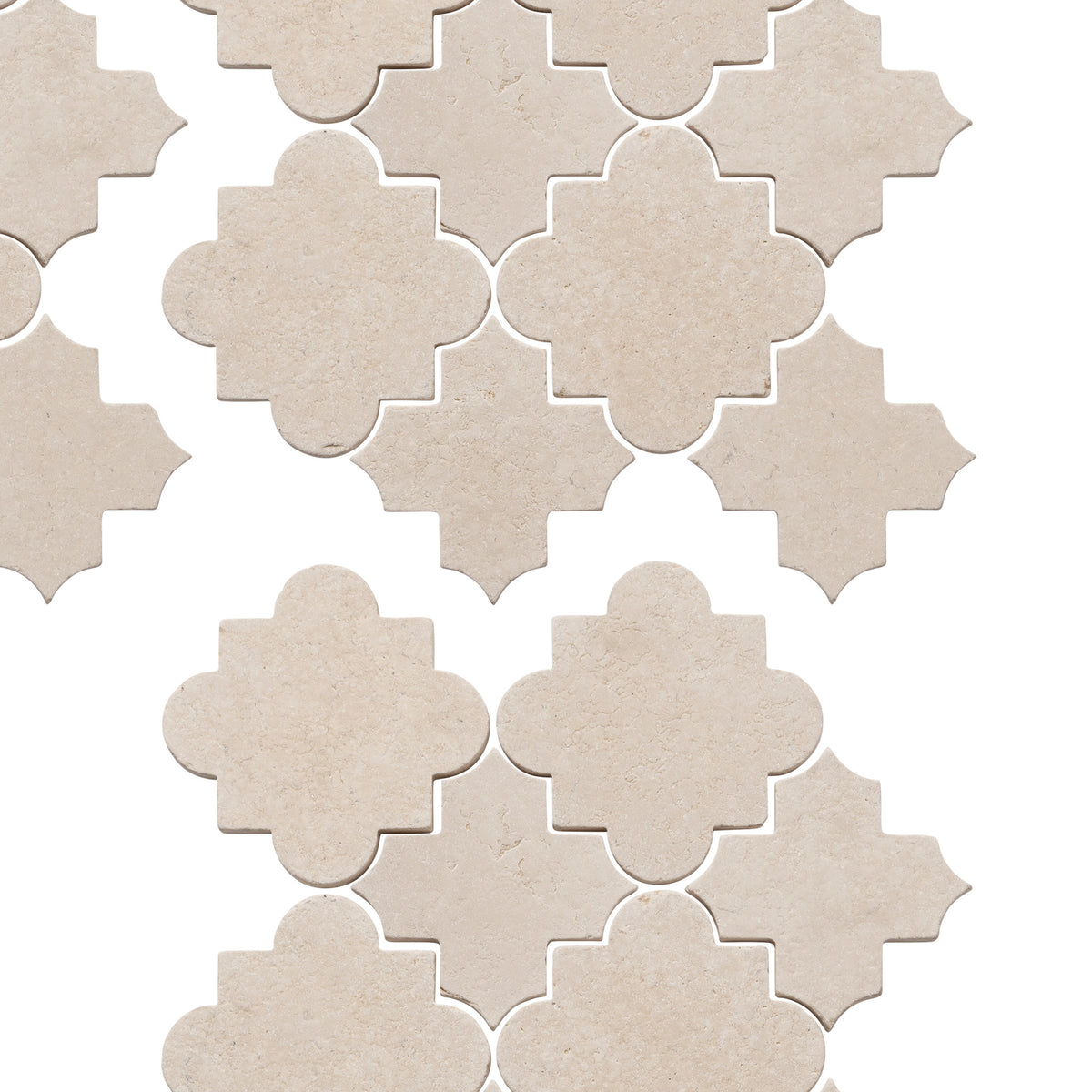 Arabesque XL Crema Marfil Tumbled Stone Mosaic