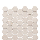 Hexagon Crema Marfil Tumbled Stone Mosaic