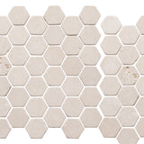 Hexagon Crema Marfil Tumbled Stone Mosaic
