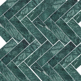 Taj Green Herringbone Long Stone Mosaic