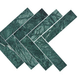 Taj Green Herringbone Long Stone Mosaic
