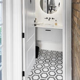 Art Deco Hexagon Carrara Nero & Thassos Stone Mosaic