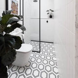 Art Deco Hexagon Carrara Nero & Thassos Stone Mosaic