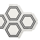 Art Deco Hexagon Carrara Nero & Thassos Stone Mosaic