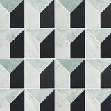 Art Deco Tre Silver Sage Stone Mosaic