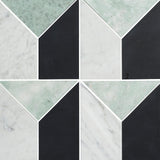 Art Deco Tre Silver Sage Stone Mosaic