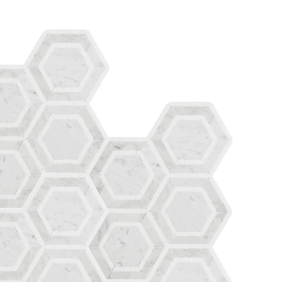 Carrara & Thassos Outline Hexagon Stone Mosaic