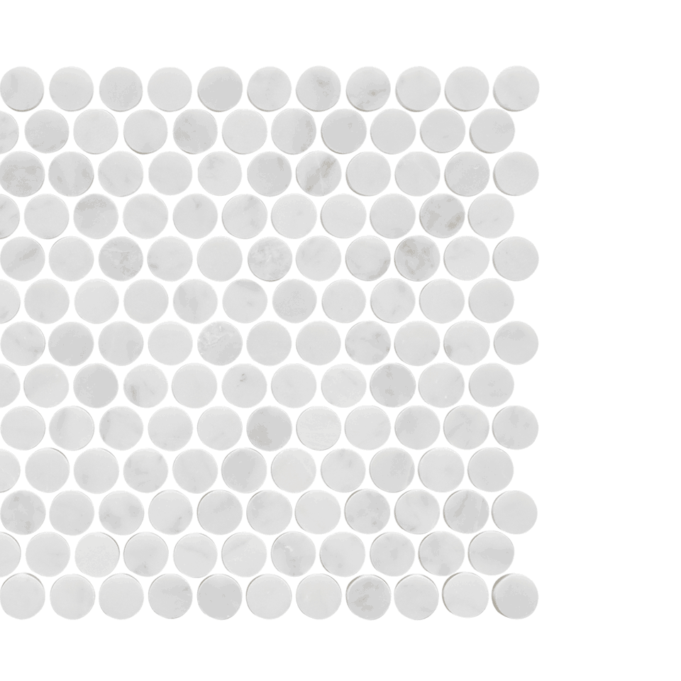 Carrara Penny Round 23mm Stone Mosaic