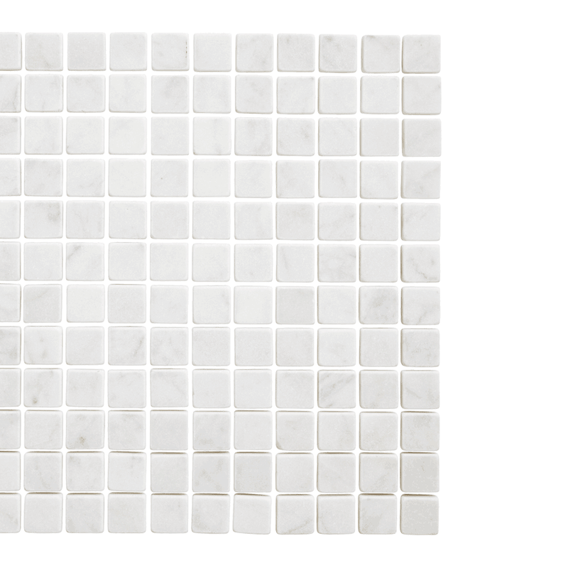 Carrara Tumbled Square 23mm Stone Mosaic