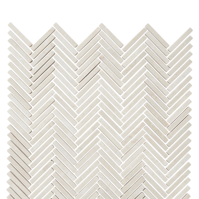 Botticino Tumbled Tweed Herringbone Stone Mosaic