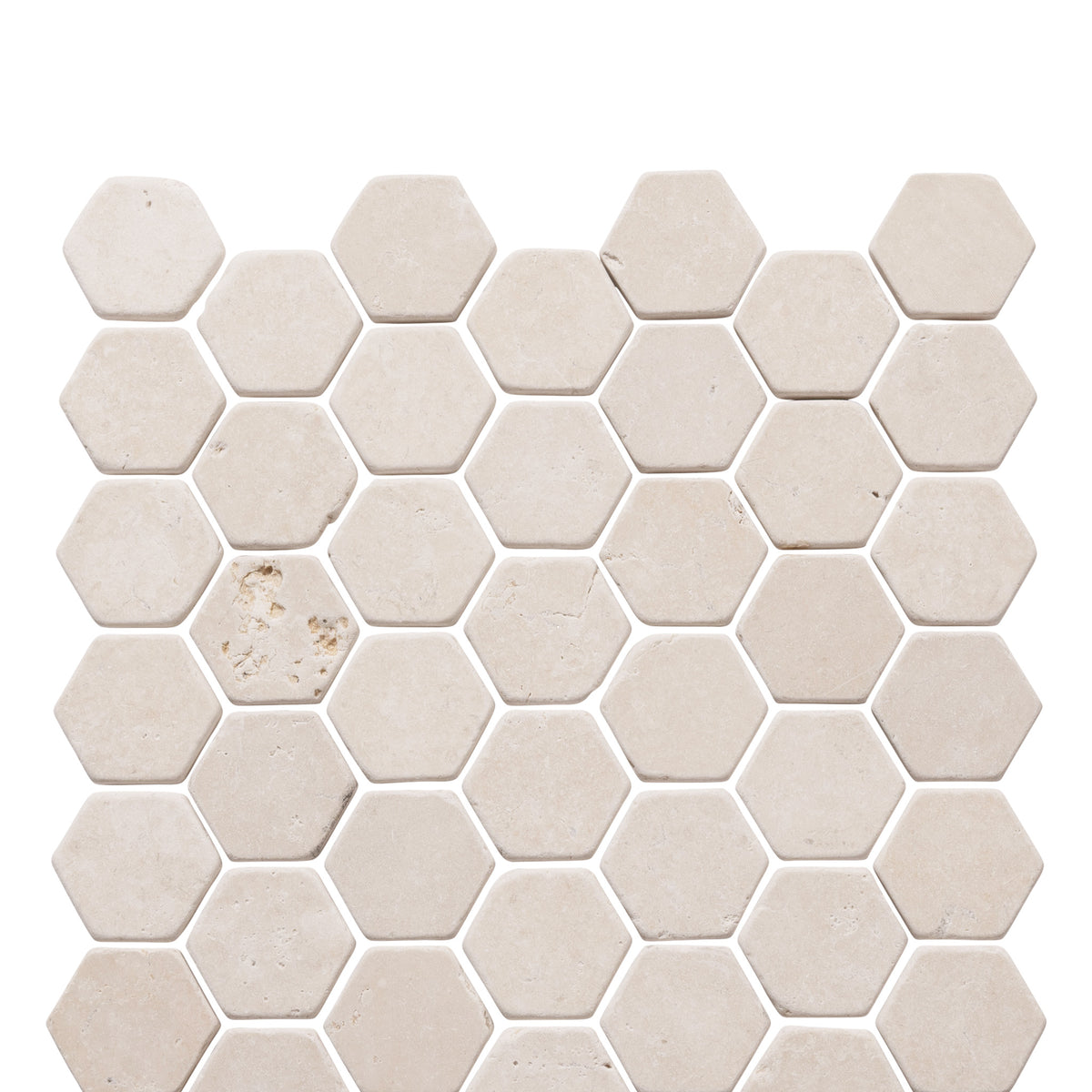 Hexagon Crema Marfil Tumbled Stone Mosaic