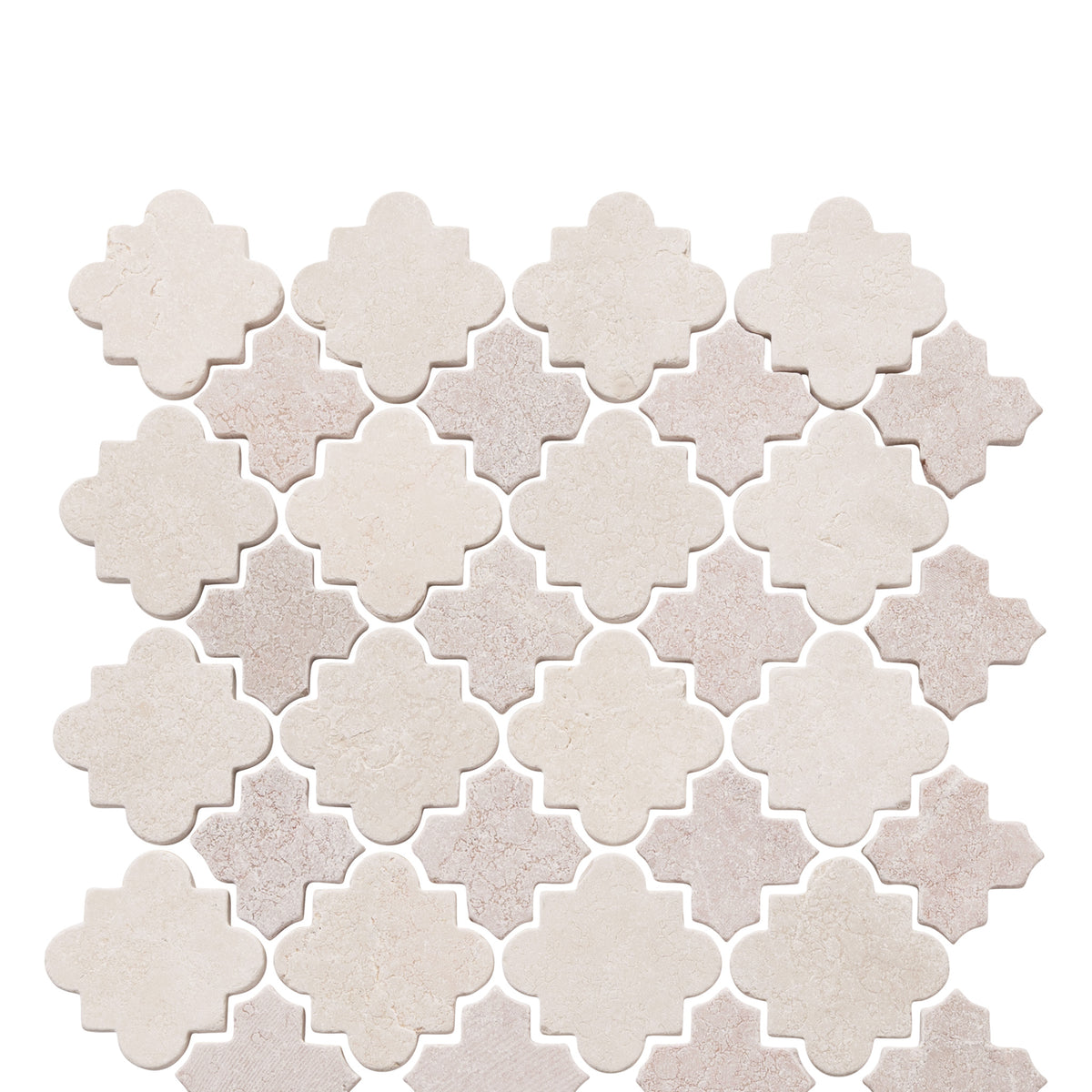 Arabesque Crema Marfil Rojo Tumbled Stone Mosaic