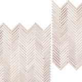 Powder Pink Tumbled Tweed Herringbone Stone Mosaic