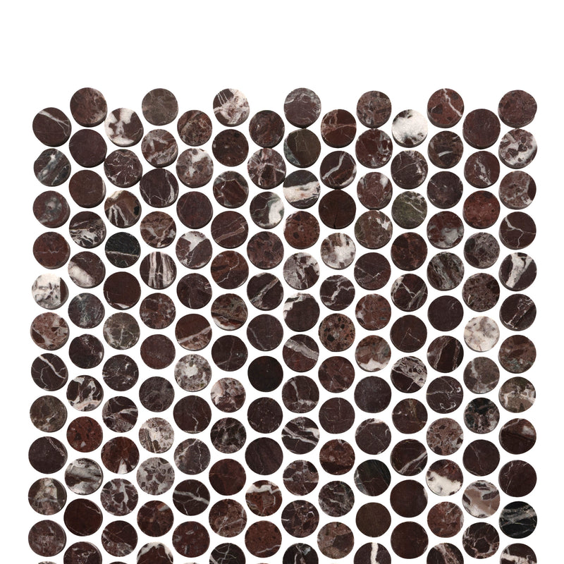 Rosso Levanto Penny Round Stone Mosaic