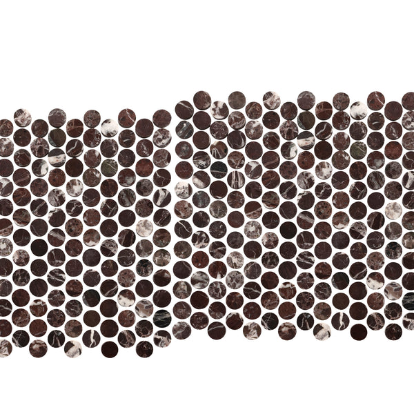 Rosso Levanto Penny Round Stone Mosaic