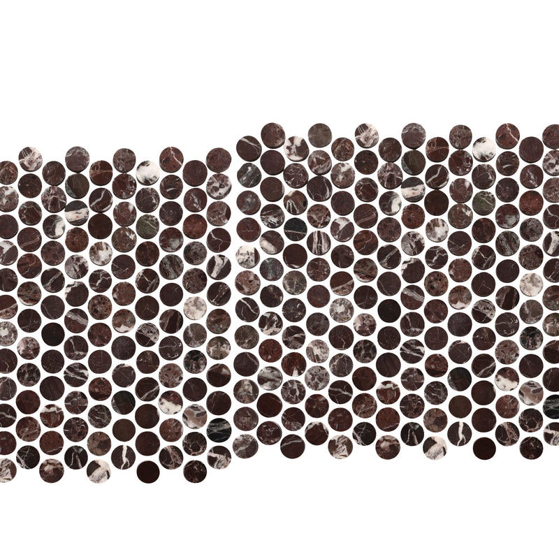 Rosso Levanto Penny Round Stone Mosaic