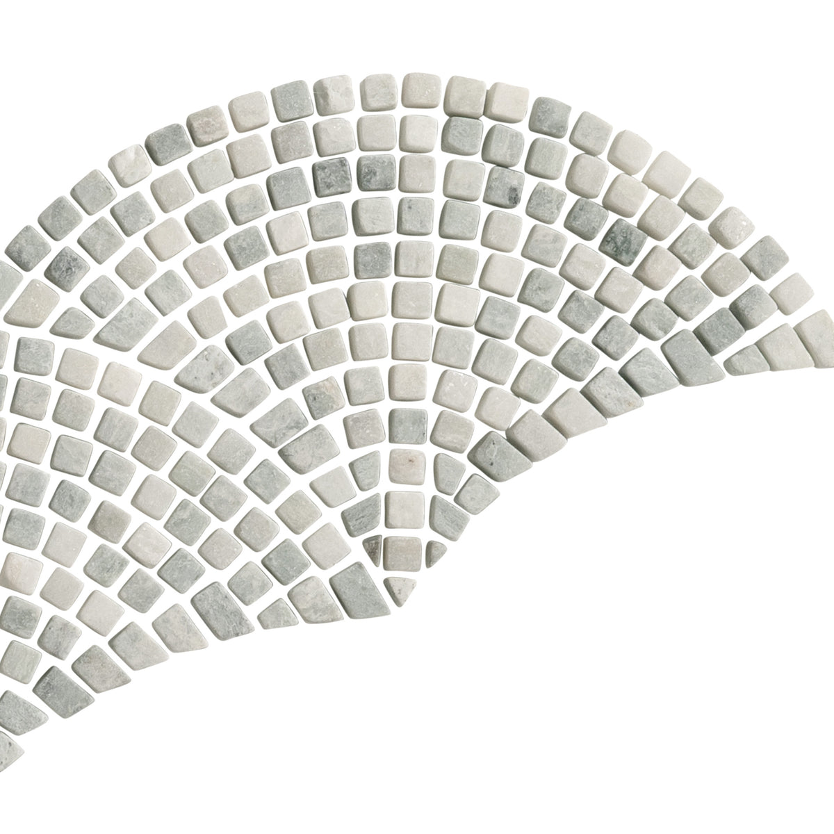 Silver Sage Tumbled Mini Fan Stone Mosaic