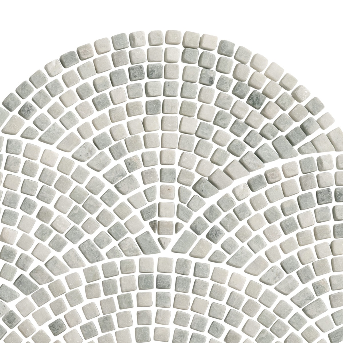Silver Sage Tumbled Mini Fan Stone Mosaic