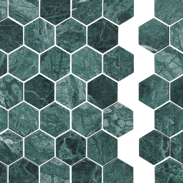 Taj Green Hexagon 48mm Stone Mosaic
