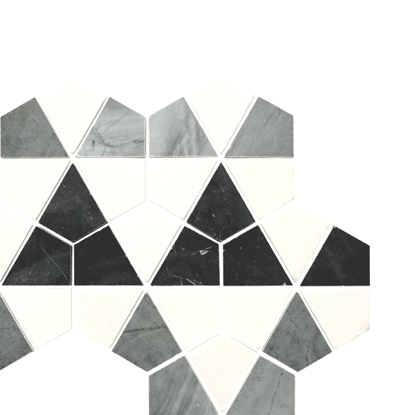 Nero Marquina Thassos & Italian Grey Triangle Stone Mosaic