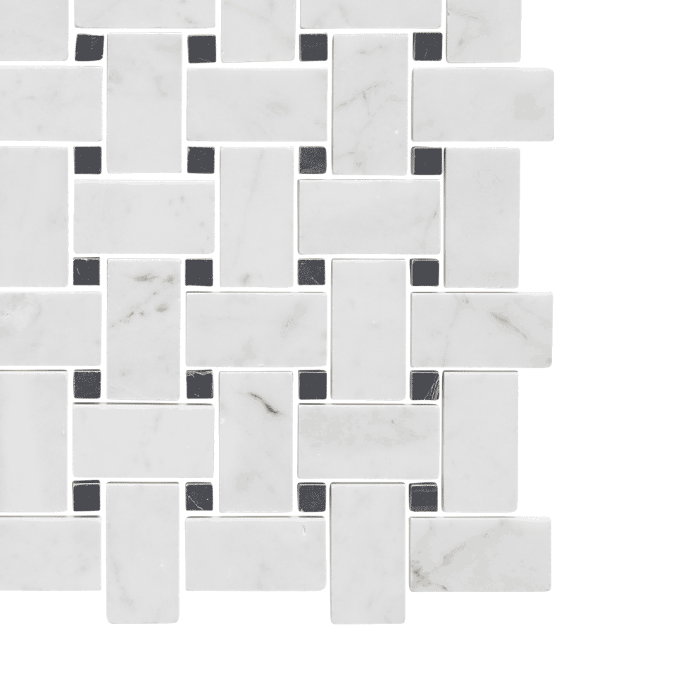Carrara & Nero Marquina Basketweave Stone Mosaic