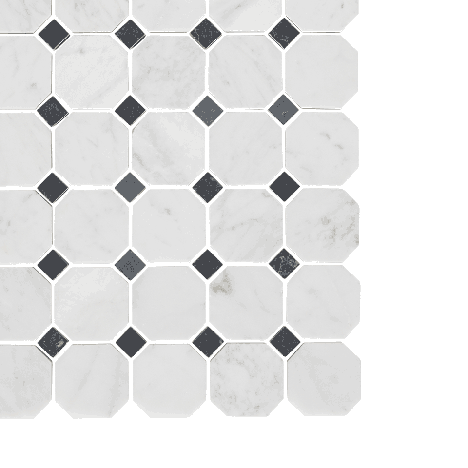 Carrara & Nero Marquina Octagon Stone Mosaic