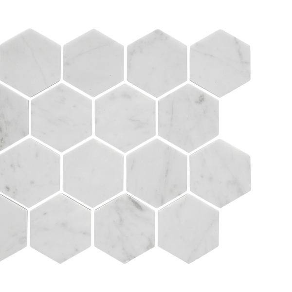 Carrara Hexagon 70mm Stone Mosaic