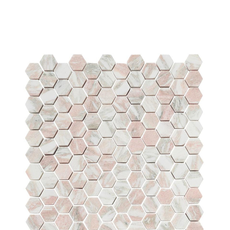 Dusty Rose 23mm Hexagon Stone Mosaic