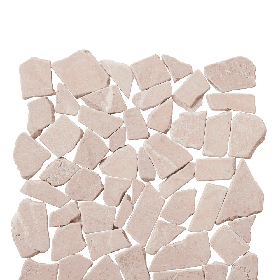 Powder Pink Crazy Paving Tumbled Stone Mosaic