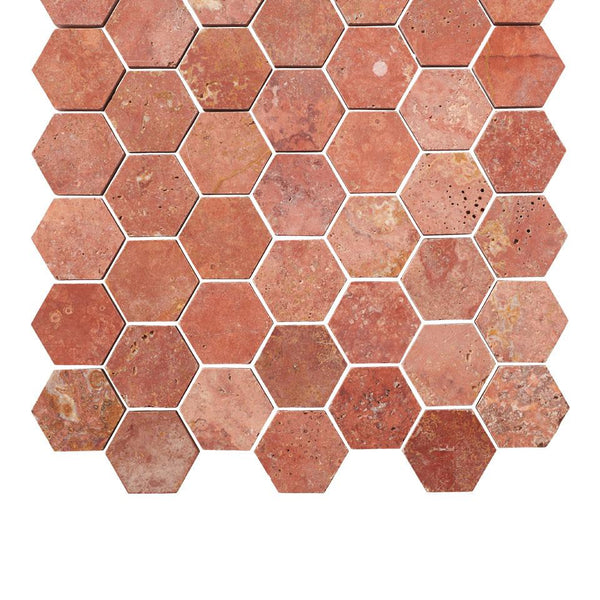 Red Earth Hexagon 48mm Stone Mosaic
