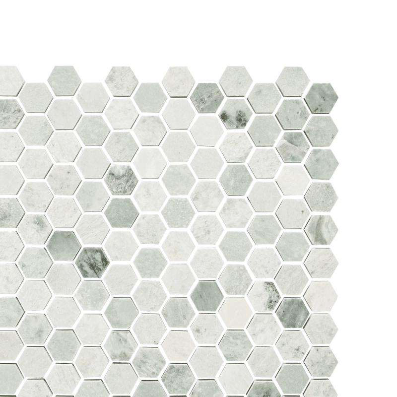Silver Sage Hexagon Stone Mosaic